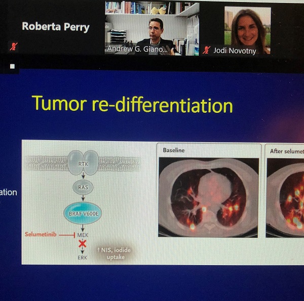 Screen shot of webinar presented by Andrew Gianoukakis, MD and moderated by Roberta Perry